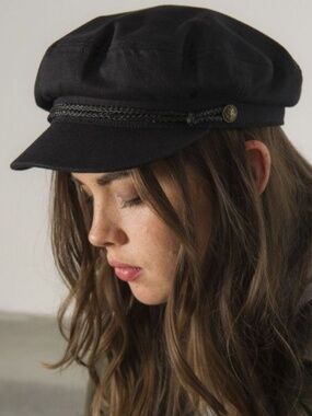 Brixton Black Fisherman Cap with Braided Trim